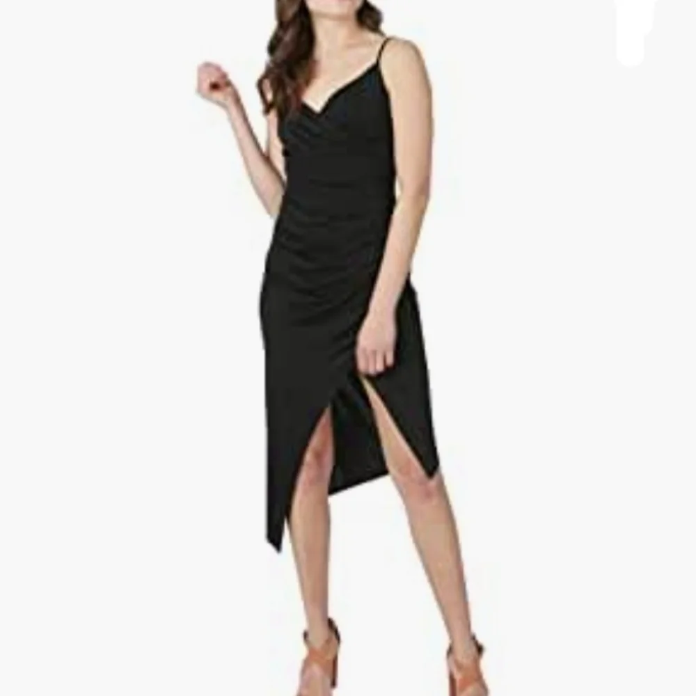 See updated listing Slvls V-neck Surplus Charmeuse Midi Wrap Dress Midnight - Picture 7 of 9